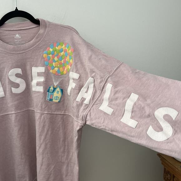 Disney Women’s Up Paradise Falls Spirit Jersey Long Sleeve Shirt Size S Pink - Picture 3 of 12